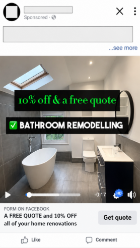 Facebook ad creative offering a free bathroom renovation quote